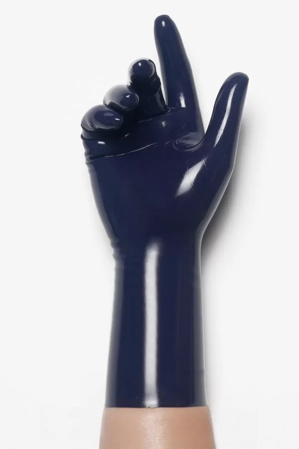 Latex Dark Blue Classic Short Molded Gloves