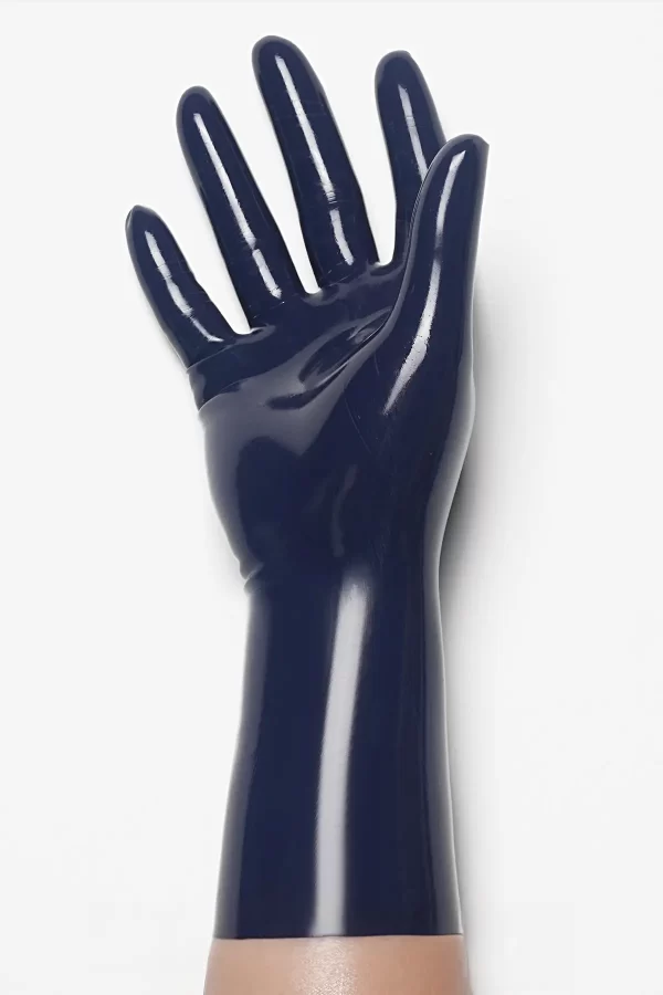 Latex Dark Blue Classic Short Molded Gloves