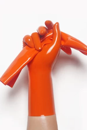 Latex Orange Classic Short Molded Gloves