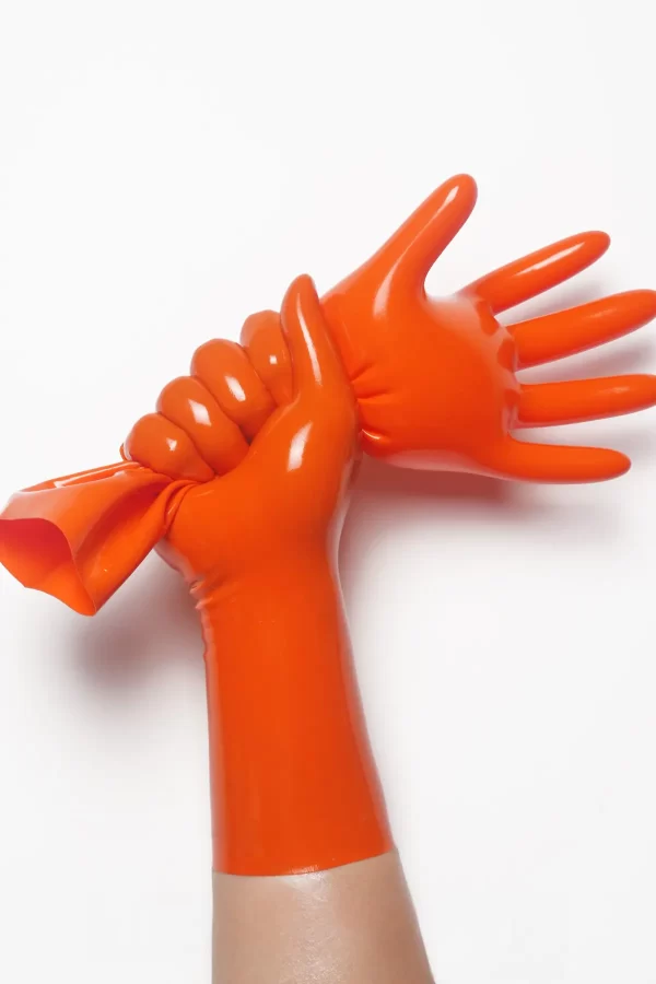 Latex Orange Classic Short Molded Gloves