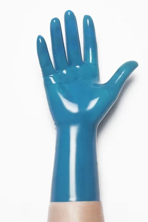 Latex Translucent Blue Classic Short Molded Gloves