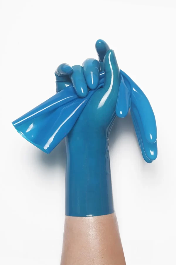 Latex Translucent Blue Classic Short Molded Gloves