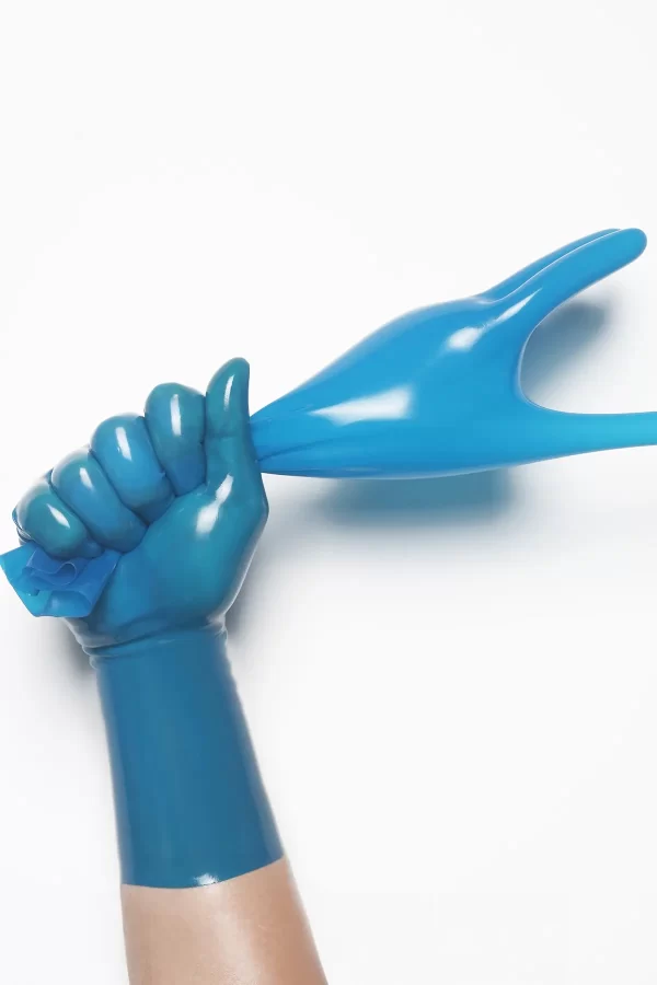 Latex Translucent Blue Classic Short Molded Gloves