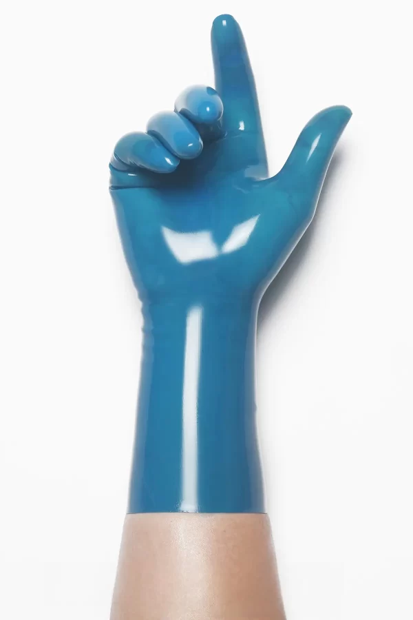 Latex Translucent Blue Classic Short Molded Gloves