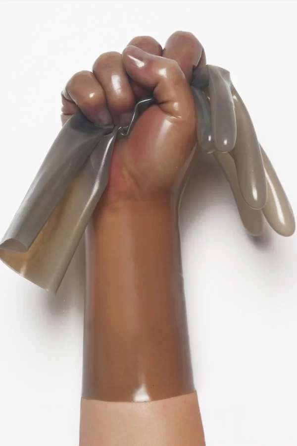 Latex Translucent Grey Classic Short Molded Gloves