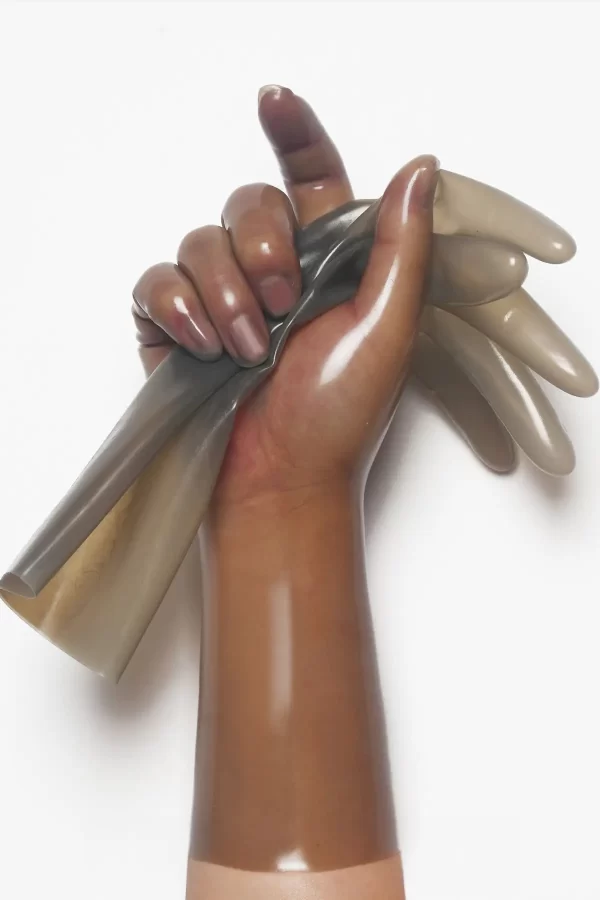 Latex Translucent Grey Classic Short Molded Gloves