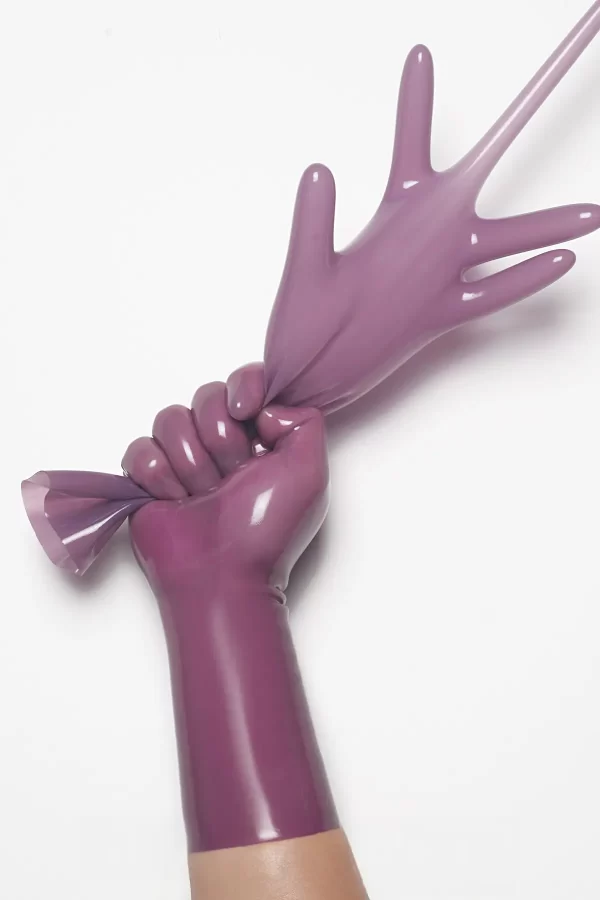 Latex Translucent Lilac Classic Short Molded Gloves