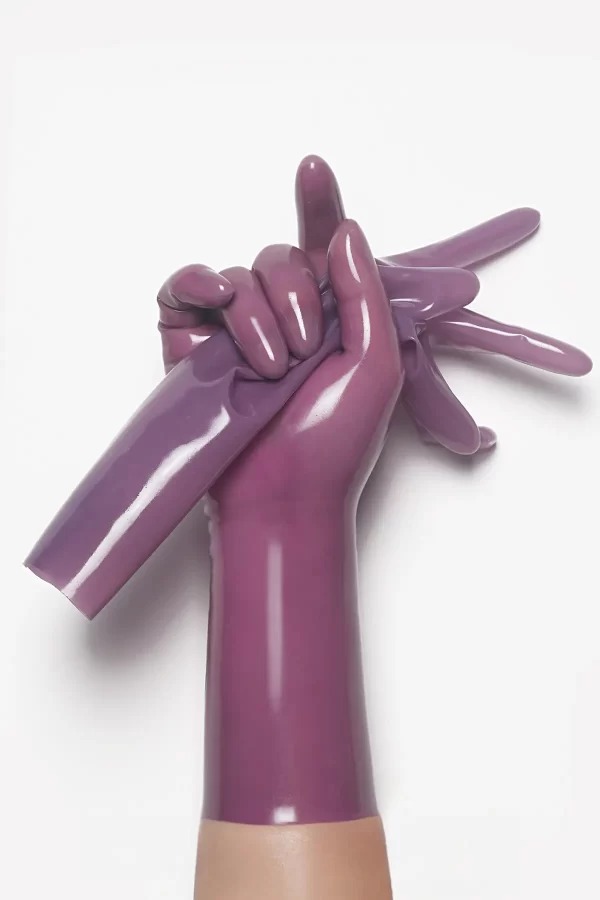 Latex Translucent Lilac Classic Short Molded Gloves