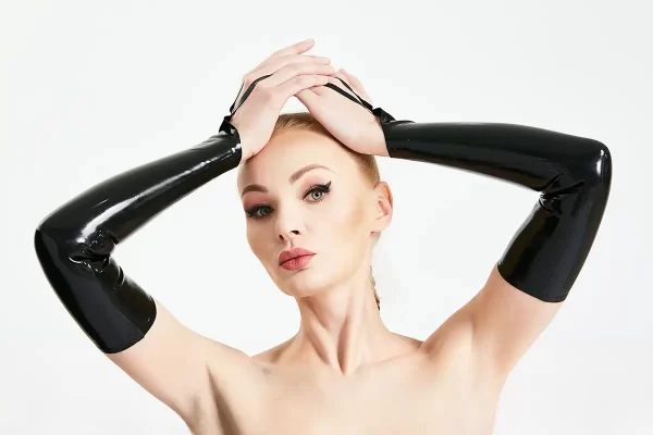 Black Glossy Long Latex Gloves