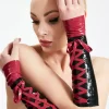 Black & Red Two-Tone Latex Gloves with Tie Detail